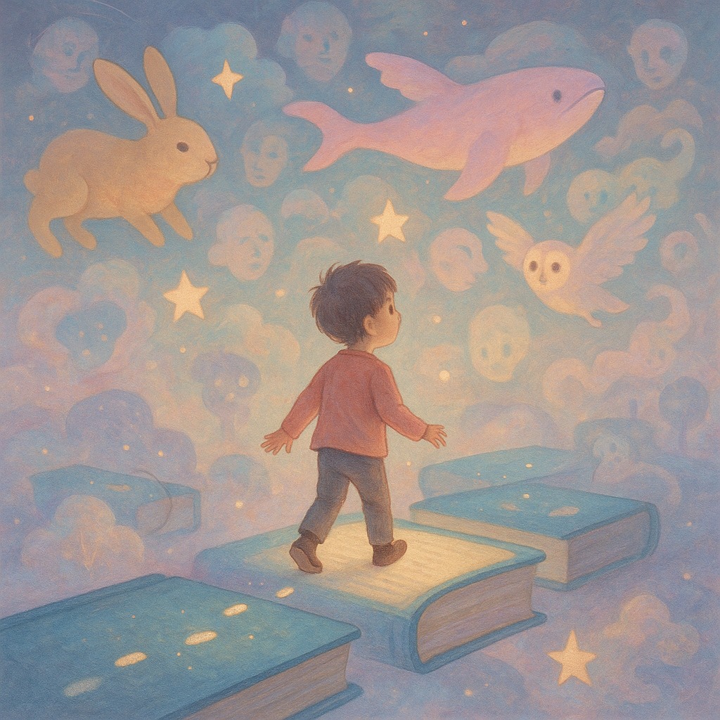 夢の中を歩きながら心の世界を旅する子どもを描いた幻想的なビジュアル
