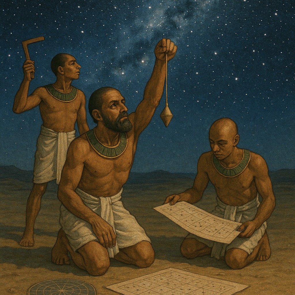 古代エジプト人が夜空の星を使って方位を測る天体観測の様子
