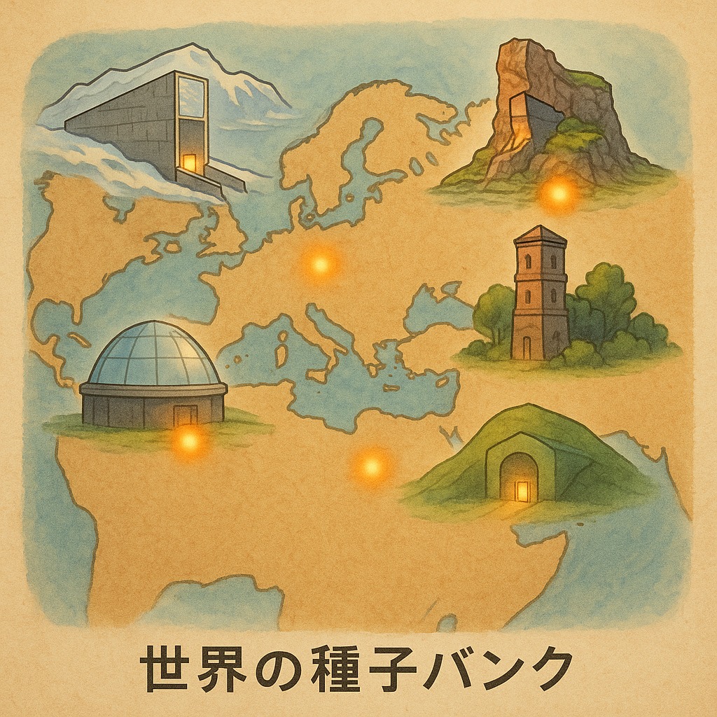 世界各地の種子バンクの分布を示す概念図